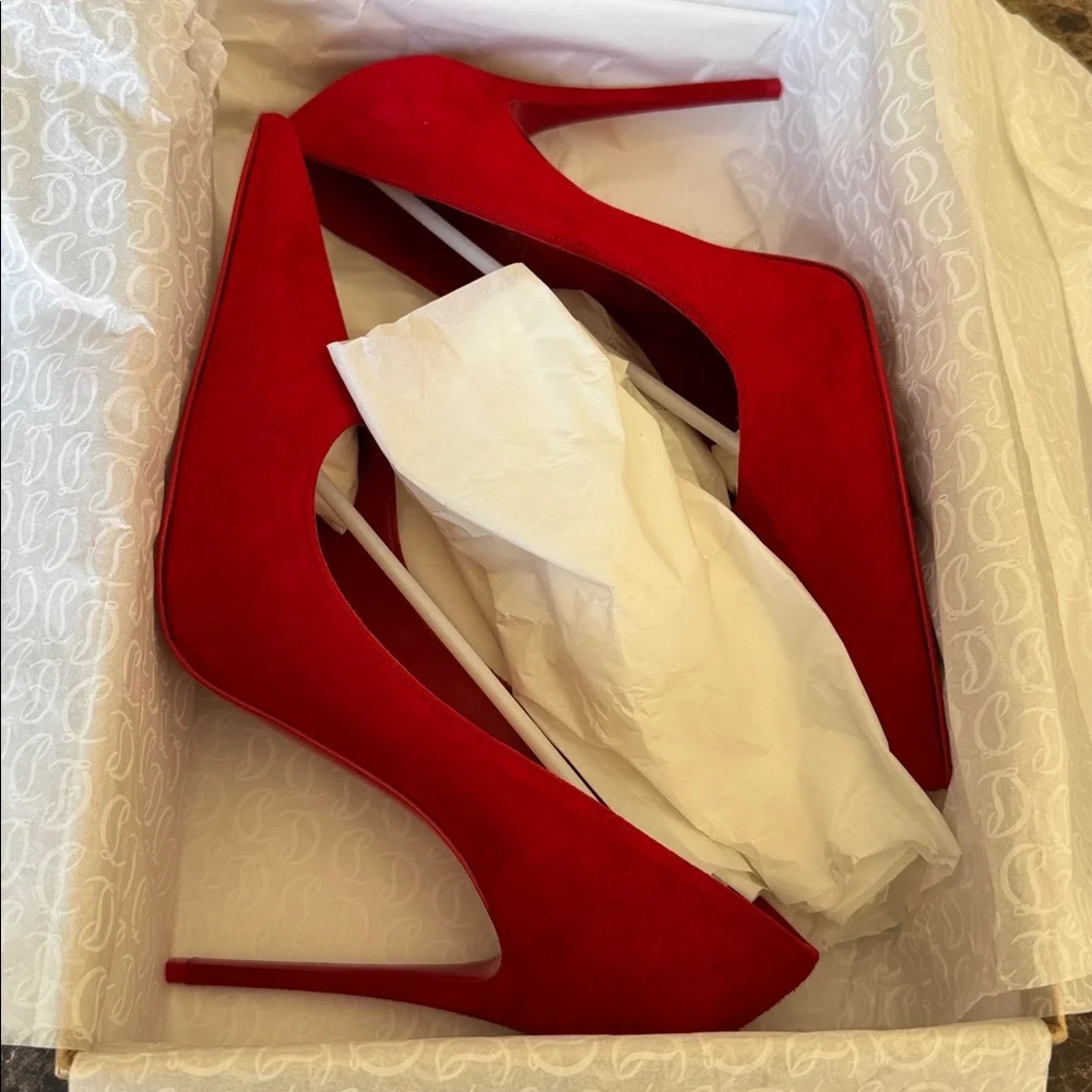 Christian Louboutin Kate max 100mm red loubi suede stiletto sz 39 - Picture 12 of 12